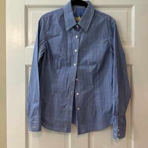 J Mczlaughlin plaid button front blouse